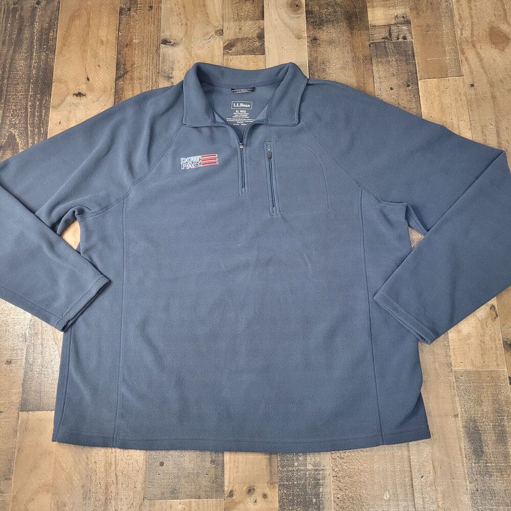 LL Bean Mens XL Blue 1/4‎ Zip Long Sleeve Fleece Sweatshirt Sweater Pullover